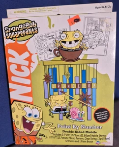 2005 Vintage SPONGE BOB SQUARE PANTS MALEN NACH ZAHLEN Poster Mobile BASTELN - Bild 1 von 7