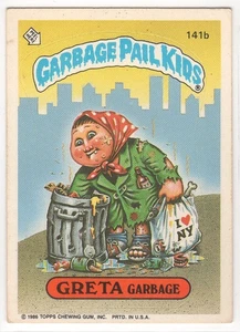 1986 Topps Garbage Pail Kids GRETA GARBAGE #141b Sticker Card - Picture 1 of 2