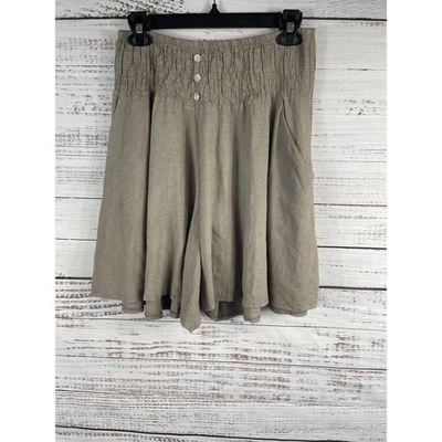 Pantalones Cortos Culotte Kaktus Lino Para Mujer Grandes Taupe Cintura Calada Hechos en Italia Foto 1 de 4