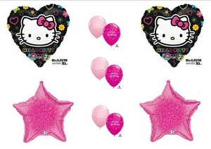 HELLO KITTY BIRTHDAY BALLLOONS Black Pink Decorations Supplies New 17" Size! - Picture 1 of 1