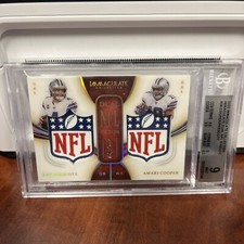 2020 Immaculate Amari Cooper Dual NFL Shield Dak Prescott Player Worn 1/1 Bgs 9