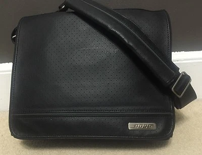 Bose Sound Dock Portable Black Leather Messenger Carry Bag Travel Case w/Strap - Image 1 of 4