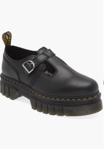 NWB Dr Marten Audrick T Bar 3 Shoes Womens 7 Black Leather Mary Jane Platform - Picture 1 of 7