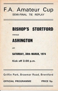 FA AMATEUR CUP SEMI FINAL 1974 Bishop's Stortford v Ashington Replay @ Brentford - Picture 1 of 1