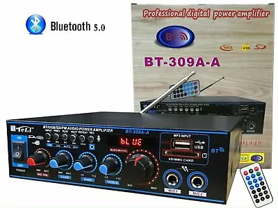 AMPLIFICATORE BLUETOOTH STEREO MP3 RADIO FM HI-FI AUDIO USB AUX 800W  BT309A-A - Immagine 1 di 4
