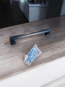 10 Pack Black Cabinet Pulls, 5 Inch(128mm) Hole Centers Cabinet Handles Squ - Picture 1 of 9