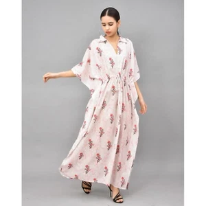 Cotton Kaftan For Women Long Wear Kaftan Hand made Casual Kaftan Beach Gift Her - Picture 1 of 5