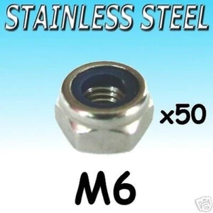 Acier Inoxydable Nylock Serrure Écrous Vis M6 Marine Etc 50pk - Picture 1 of 1