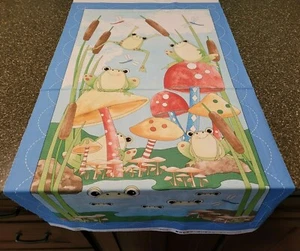 It's A Pond Party Panel 23x42 Desiree's Designs Quilting Treasures Frog Mushroom - Picture 1 of 3