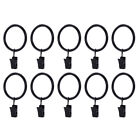  Curtain Clip Ring Drapery with Shower Hooks Black Rings Clips up