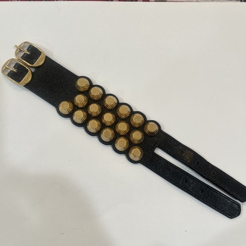 Balenciaga Bracciale Borchie Gigante Nero Agnello Arena in Pelle 3 Fila