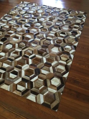 Natural Cowhide Rugs Cow Skin Leather hides Real Hair Home Hallway Bedroom Decor - Image 1 of 4