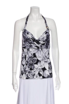 Blusa Top Versace Floral Cuello Halter Talla S/4 IT 40 Cuello en V Viscosa Foto 1 de 4