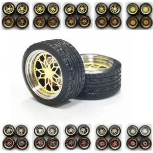 1:64 Scale Alloy Bigger Wheels Plus Rubber Tires For Jeep SUV Brake Caliper Car - Picture 1 of 43