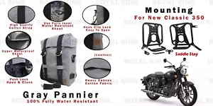 "Par y montaje de bolsas de sartén" gris apto para Royal Enfield nuevo clásico 350 - Imagen 1 de 13
