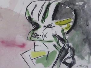 NIKITA KNIKTA Kunst Expressionismus signiert Aquarell Malerei Porträt Kopf (37) - Picture 1 of 3