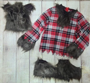 Disfraces de Halloween Niño Pequeño Talla 4T Disfraz de Hombre Lobo Conjunto Marrón Rojo Blanco Cuadros - Imagen 1 de 6
