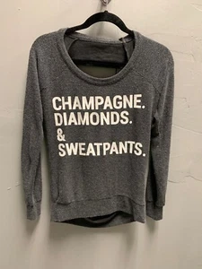 $85 NWT Chaser Brand Solid Gray Champagne Diamonds & Sweatpants Open Back - Imagen 1 de 3
