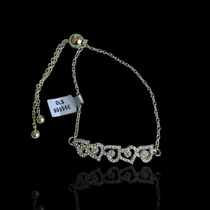 Brazalete Bolo Slide Heart Love Chapado en Oro Cristal Estrás Nuevo con Etiquetas 6-9 pulgadas - Imagen 1 de 6