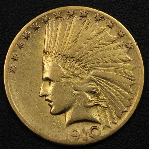 1910 S $10 Ten Dollar Indian Head Gold Eagle - Cleaned Cover