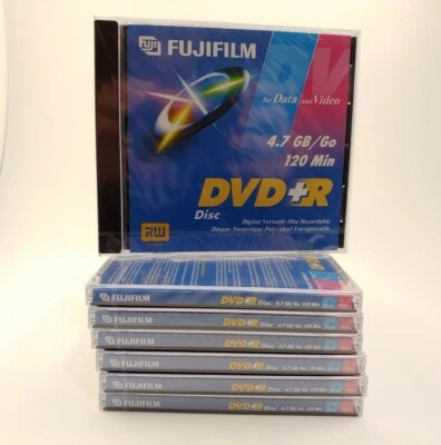 Fuji Film DVD+R 7 Pack Video Recordable 4.7 GB 120 Min Jewel Case Discs New  - Image 1 of 4