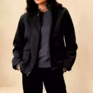 Retail $130 Banana Republic Charcoal BRUSHED SHORT JACKET Women's Size M NWT - Picture 1 of 4