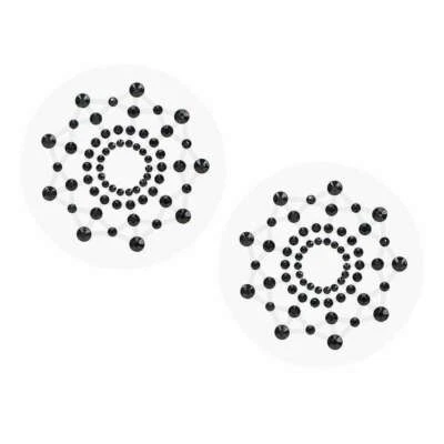 Pair Of Rhinestone Nipple Pasties Black Mandala Beads Sexy Cover Breast -2 Count - Image 1 of 2