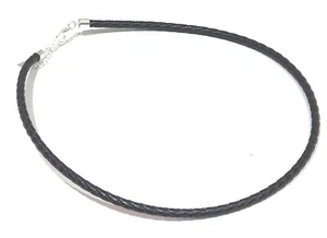 Leather Cord Necklace Choker Braided Chain Stamped 925 Clasp - 4mm - 16inch - Picture 1 of 9