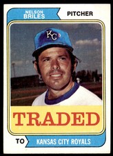1974 Topps Nelson Briles . Kansas City Royals #123T