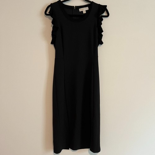 Abito bodycon Michael Kors donna taglia small nero senza maniche fessura sul retro arricciacapelli