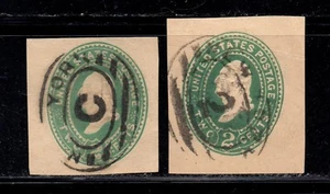 1887-94 Cut Square, 2 ¢ Washington, 2 diferentes cancelaciones de estación de Nueva York, Nueva York - Imagen 1 de 2
