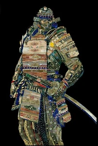 Poster Art Collage Samurai Stampa Realizzato con Fasce di Sigari - Foto 1 di 1