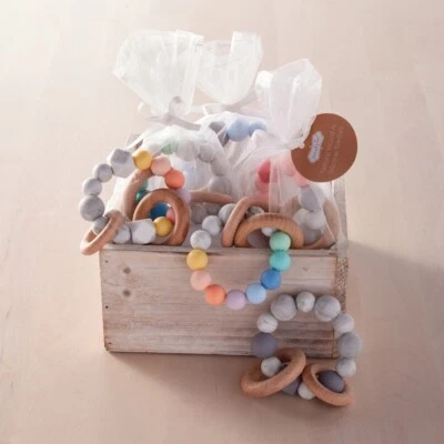 Mordedor Mud Pie E1 Classic Layette madera natural y silicona sin BPA 12600112 Foto 1 de 2