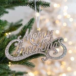 Glitter Merry Christmas Alphabet Cards Hanging Pendant Christmas Tree Decoration - Picture 1 of 11