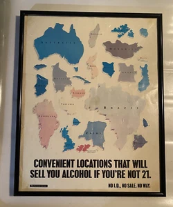 Comical Wall Plaque/Map of Countries/Convenient Locations/Alcohol Sign-11" x 14" - Picture 1 of 10
