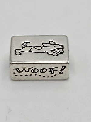 Brighton Dog Woof Silver Tone Bead Spacer Slide Necklace Bracelet Charm - Image 1 of 4