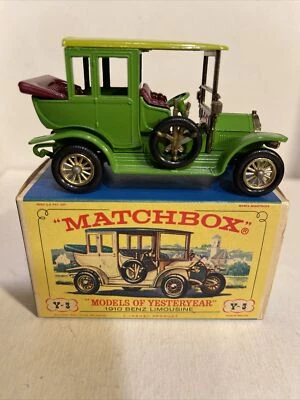 vintage 1965 matchbox Models of Yesteryear 1910 Benz Limousine Y-3 Green Variant - Image 1 of 4