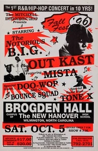 The Notorious B.I.G., Out Kast 1996 Wilmington, NC Framed Concert Poster - Picture 1 of 2