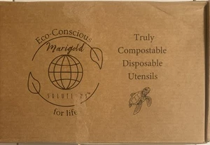 300pcs Compostable Eco Disposable Cutlery Utensils 120 Forks & Knives, 60 Spoons - Picture 1 of 4