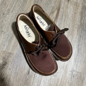 Alegria Dani Oxford Braun Leder Textil Runde Spitze Schnürschuhe EU 39 US 8,5 - Bild 1 von 9