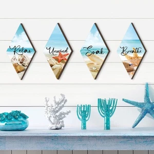 4pcs Shell Summer Ocean Wall Ornaments Ocean Animal Ornaments Summer Outdoor - Picture 1 of 12