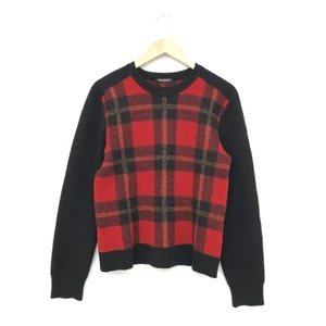 Balmain Paris Crew Neck Knit Wool Men’s XL Black/Red Check Pattern Used - Picture 1 of 6