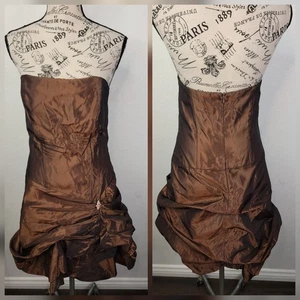 Mini Vestido Jessica McClintock Burbuja Talla 11/12 Satinado Sin Mangas Cuento de Hadas Marrón - Imagen 1 de 12