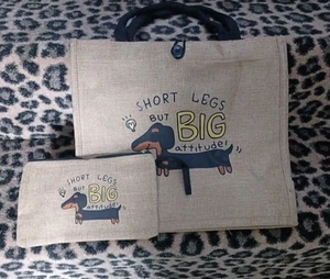 A Dachshund Bag & Purse. Hessian Dachshund Shopping Tote Bag & Purse - Picture 1 of 4