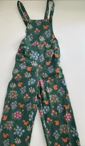 Princess Highway Size 6 Overalls Green Floral Squirrel Linen Cotton Bib & Brace - Picture 1 of 10