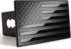 Cubierta de enganche de remolque de metal con bandera americana para receptores de 2 pulgadas negro mate - Imagen 1 de 12