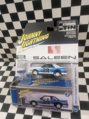 2024 Johnny Lightning 1: 64 白色和蓝色 1988 年福特野马 GT Saleen — 第 1/4 张图片
