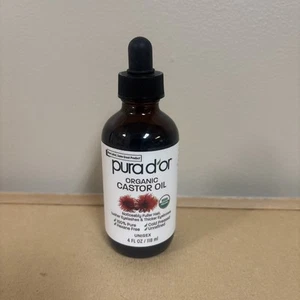 PURA D'OR PROFESSIONAL CASTOR OIL FULLER HAIR EYELASHES BROWS 4oz New - Picture 1 of 2