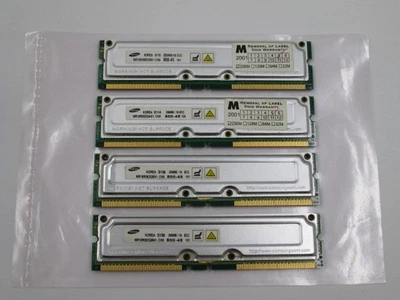 Lot of 4 Samsung MR18R082GBN1-CK8 800-45 RAMBUS ECC 256MB 800MHZ 184-PIN 1GB Kit - Image 1 of 2