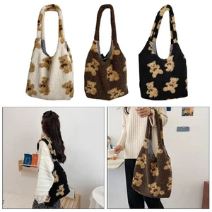 Große Damen Schultertasche aus Lammgewebe, einfache, flauschige Handtaschen aus - Picture 1 of 15